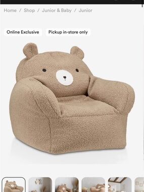 Plush Bear Kids Armchair in Taupe